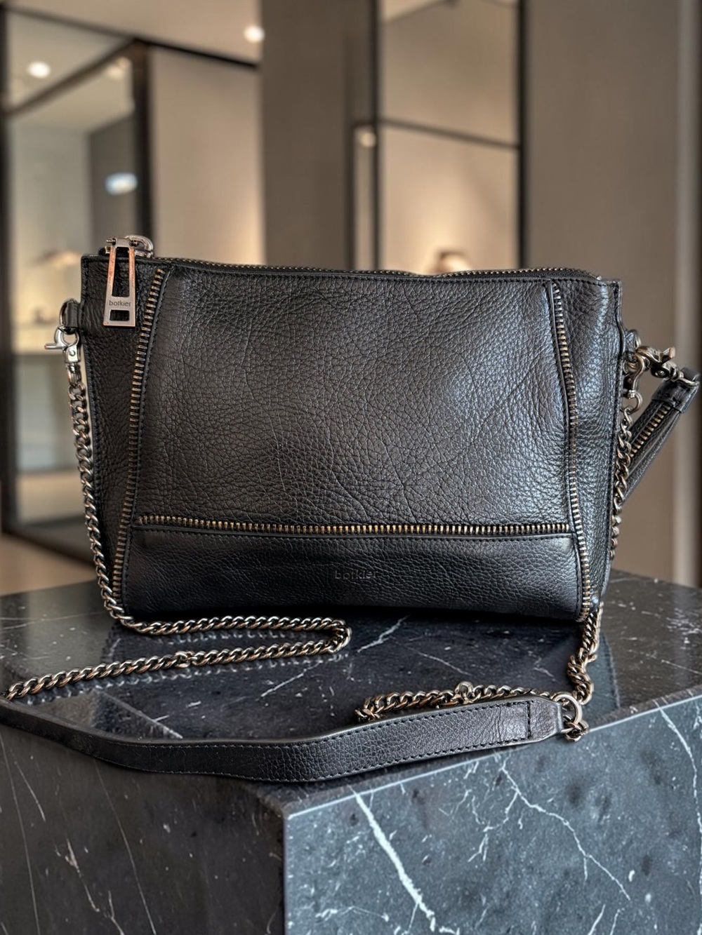 Vintage Y2K Botkier Trigger Convertible Crossbody Clutch 2007-2010 black leather
